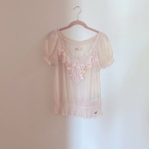 Hollister pink light chiffon shirt. Adorable.